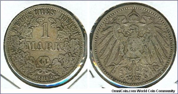 1902 German 1 mark.