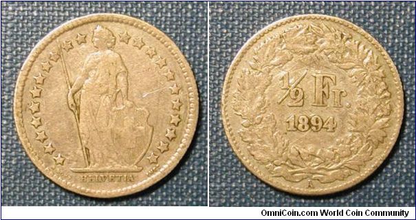1894 Switzerland 1/2 Franc