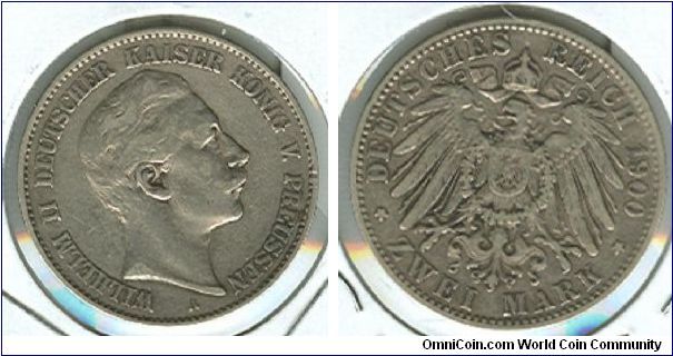 1900 German Preussia zwei Mark.