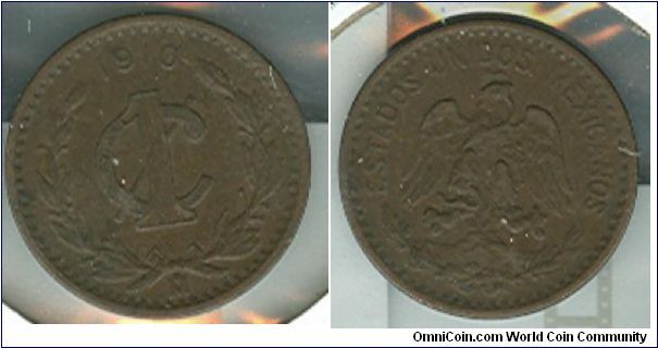 1910 Mexico 1 centavo.