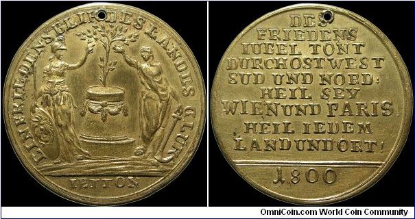 Espoirs de paix, Austria. A scarce medal that was struck after the Battle of Marengo. An early version of spin this was the Austrians putting the best foot forward after losing the war, by celebrating the peace.                                                                                                                                                                                                                                                                                                 