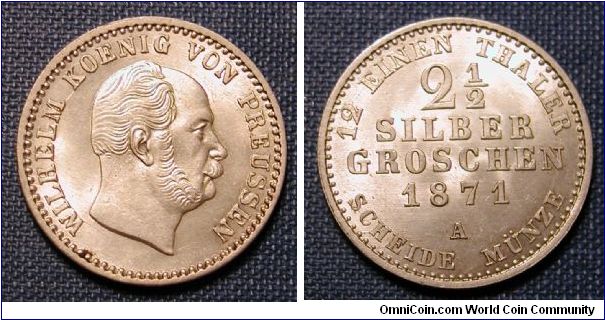 1871-A German States Prussia 2 1/2 Silber Groschen