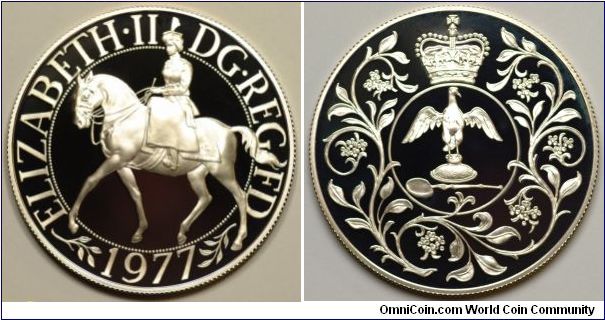 Silver proof crown for the Queen's Silver Jubilee 1952 - 1977.