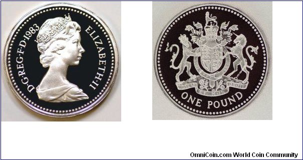 The first date of the new UK pound coins, this one issued as a silver proof, featuring the Royal Arms.