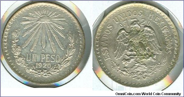 1920 Mexico un peso.