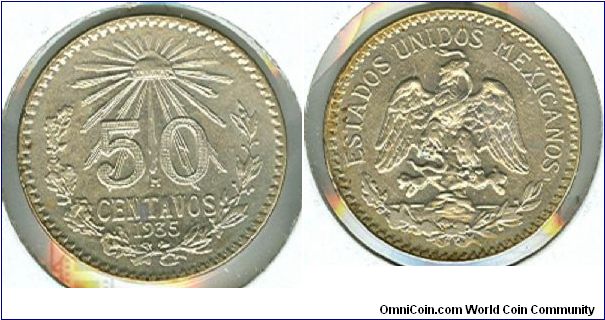 1935 Mexico 50 centavo.