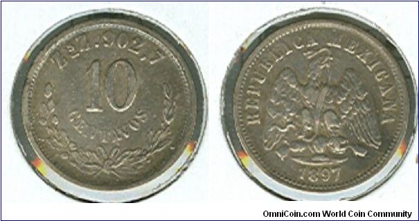 1897 Mexico 10 centavo