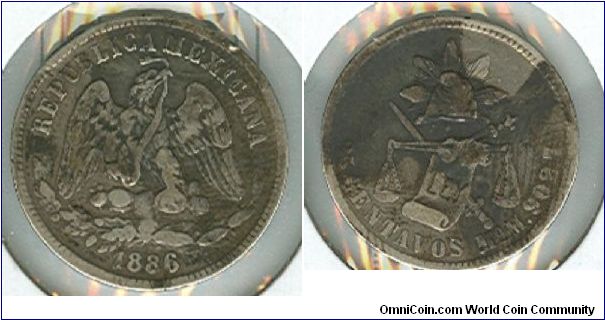 1886 Mexico 25 centavo