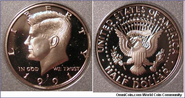 1991-S Kennedy Half Dollar Proof from Prestige Proof Set.