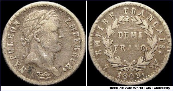 Demi-Franc, Lille mint.                                                                                                                                                                                                                                                                                                                                                                                                                                                                                             