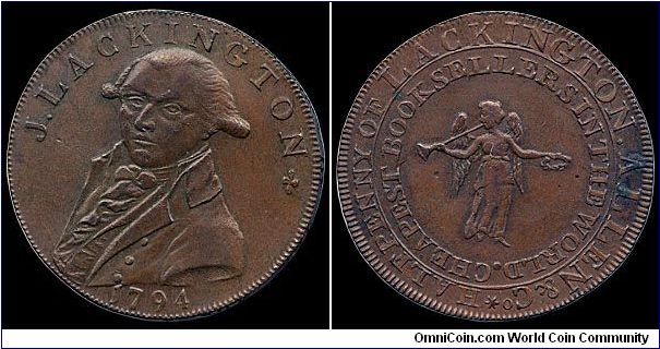 ½ Penny Conder token. J. Lackington was the Amazon of his day... :)                                                                                                                                                                                                                                                                                                                                                                                                                                                 