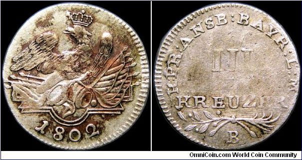 3 Kreuzer, Brandenburg - Ansbach - Bayreuth. 

Held by Prussia at the time of this coin (1791-1805) it was given to Bavaria in 1806.                                                                                                                                                                                                                                                                                                                                                                              