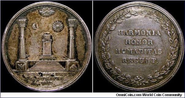 Loge des H.H.H. du Hâvre.

A second variety of a rare Masonic lodge token, this one in silver. (France)                                                                                                                                                                                                                                                                                                                                                                                                           