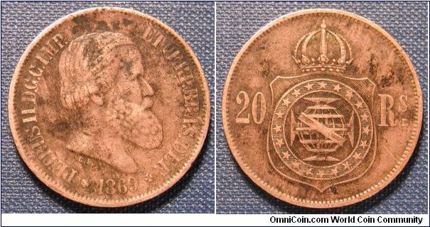 1869 Brazil 20 Reis
