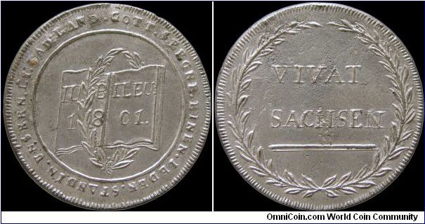 Vivat Sachen, Saxony.

A tin medal in remarkable condition. It commemorates the turn of the century.                                                                                                                                                                                                                                                                                                                                                                                                              