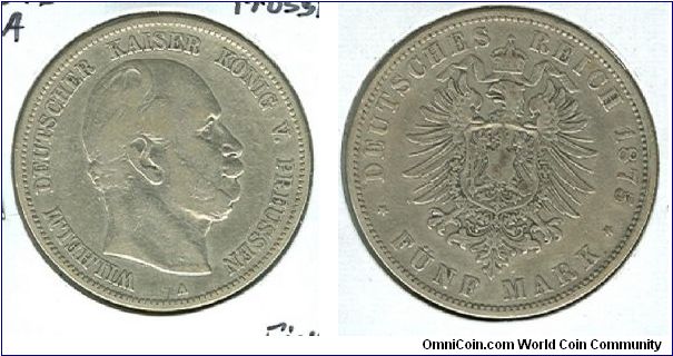 1875 A Germany 5 mark