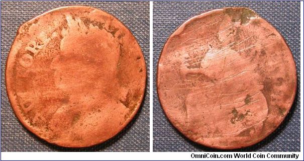 1787 Connecticut Colonial Copper (severly cleaned, banged up, scratched, the only thing missing is a hole through it.  HAHA)
