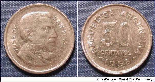 1953 Argentina 40 Centavos