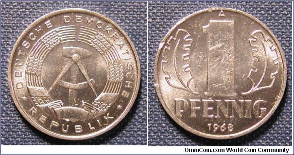 1968-A Germany 1 Pfennig (aluminum)
