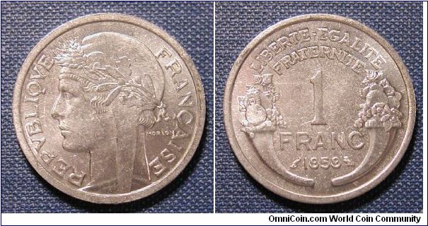 1959 France 1 Franc (aluminum)