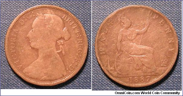 1887 Great Britain Half Penny