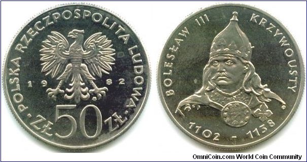 Poland, 50 zlotych 1982.
King Boleslaw III Krzywousty (1102-1138).