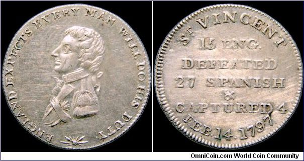 Battle of Cape St. Vincent, Great Britain.

One of a group of 4 medals issued as a set c.1805. In silver these are rare.                                                                                                                                                                                                                                                                                                                                                                                          