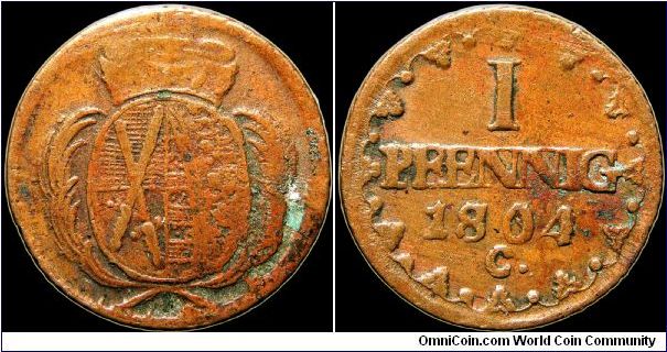1 Pfennig, Saxony.                                                                                                                                                                                                                                                                                                                                                                                                                                                                                                  