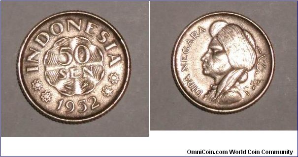 Indonesia 50 cent , 1952
