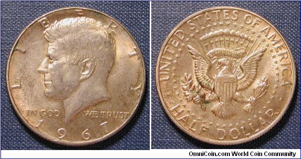 1967 Kennedy Silver Clad Half Dollar Golden Toned