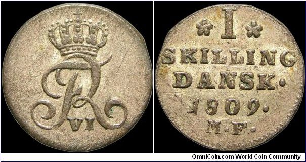 1 Skilling.

The silver wash has lasted well on this billon coin.                                                                                                                                                                                                                                                                                                                                                                                                                                                 