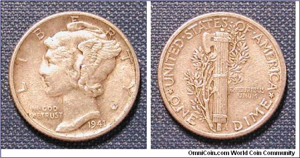 1941 Mercury Dime