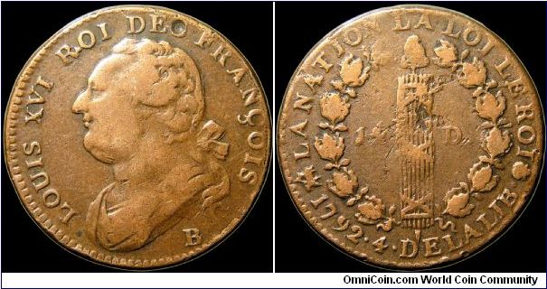 12 Deniers, Rouen mint.

The coin from before the 'beard' die break.                                                                                                                                                                                                                                                                                                                                                                                                                                              