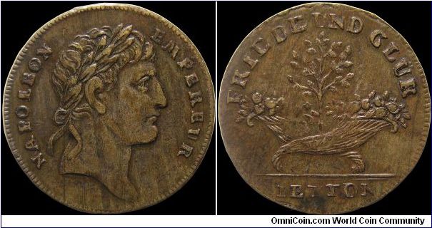 Coronation medal, France.

Peace and happiness. A quite scarce jeton that isn't obviously about the coronation.                                                                                                                                                                                                                                                                                                                                                                                                   