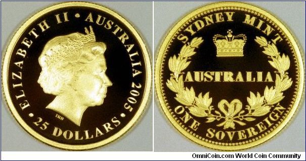 Proof version of the new 2005 Australia sovereign, arrived today. Unfortunately we can't sell them yet as the official release date is not until 19th May.
They do look good, though.