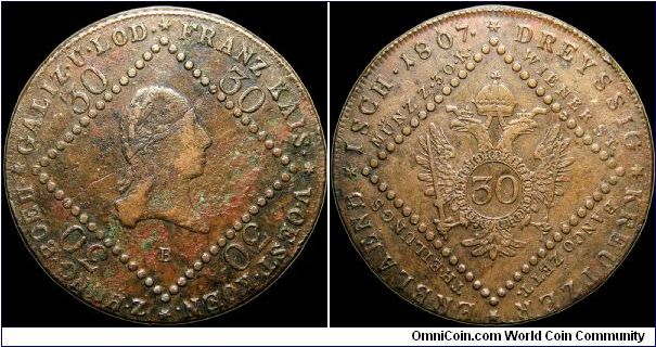 30 Kreutzer, Kremnitz mint.

A large copper coin at 38mm.                                                                                                                                                                                                                                                                                                                                                                                                                                                         