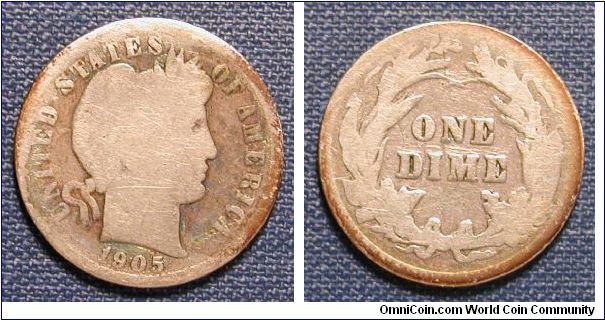 1905 Barber Dime