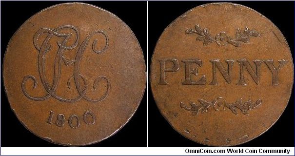 Penny.

From Dalton & Hamer 'These, also those for penny and halfpenny, were struck for the sole use of the boys of Christ's Hospital, and were known as Housey-money. It was illegal for boys to make purchases outside the gates, or to retain possession of current coin; it was changed by one of the beadles.'                                                                                                                                                                                               