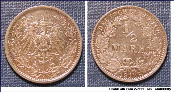 1918-A Germany 1/2 Mark