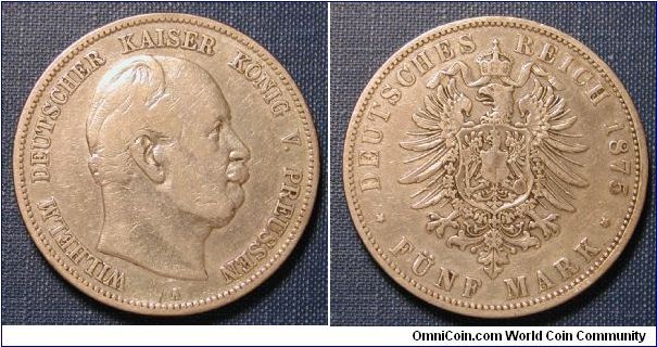 1875-A German States Prussia 5 Marks