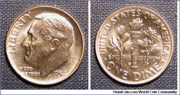 1954-D Roosevelt Dime