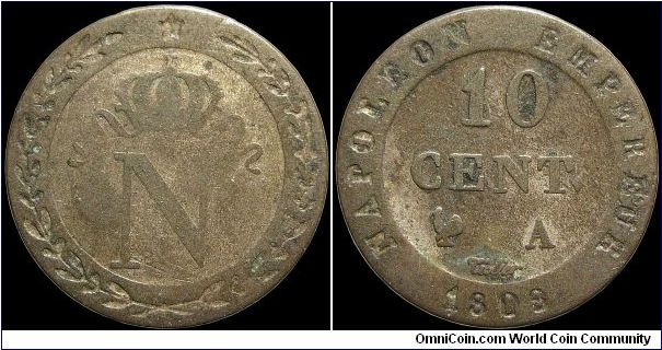 10 Centimes, Paris mint.

Some remnant of its original silvering remains.                                                                                                                                                                                                                                                                                                                                                                                                                                         