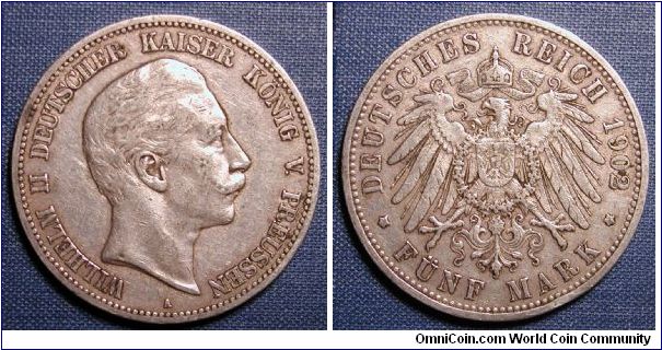 1902-A German States Prussia 5 Marks