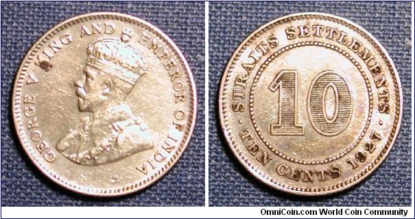 1927 Straits Settlements 10 Cents