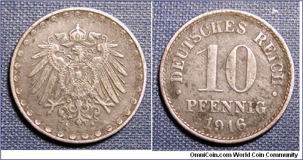 1916 Germany 10 Pfennig