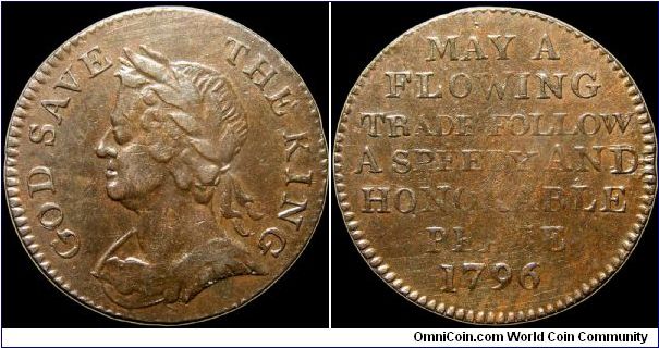 State of Britain, Great Britain.

The reverse quotes from a speech to Parliament by the King. The obverse is supposed to be George III but frankly looks a lot more like his father. Also listed in D&H this is one of the Conder tokens that is really a medal.                                                                                                                                                                                                                                                  