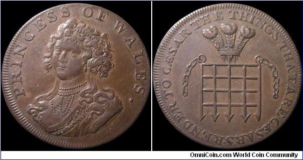 ½ Penny Conder Token.

This one features the controversial Princess of Wales.                                                                                                                                                                                                                                                                                                                                                                                                                                     