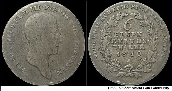 1/6 Thaler, Prussia.

Berlin mint, usual poor strike.                                                                                                                                                                                                                                                                                                                                                                                                                                                             