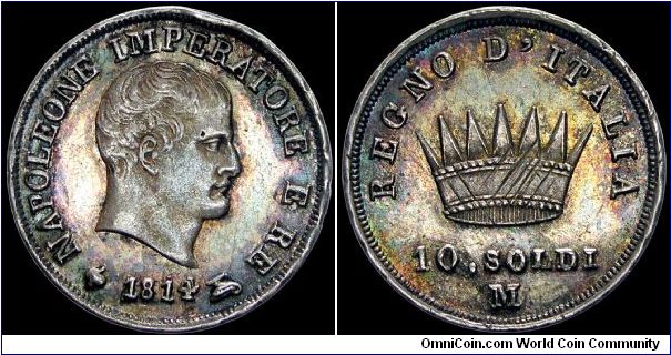 10 Soldi, Napoleonic Kingdom of Italy.

Milan mint. Adjustment marks.                                                                                                                                                                                                                                                                                                                                                                                                                                             
