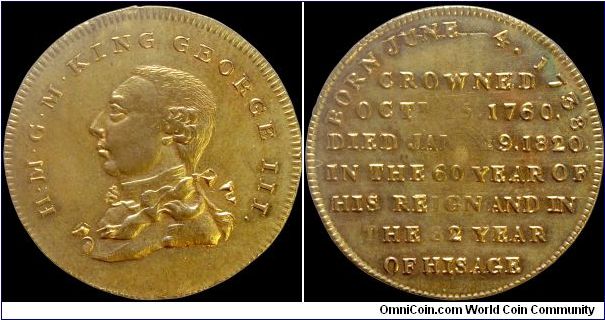 Death of King George III, Great Britain.

The reverse weakness is common on this medal.                                                                                                                                                                                                                                                                                                                                                                                                                           